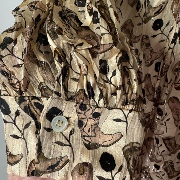 Sandro Western Cowboy Boot Print Silk Midi Dress - Picture 7 of 12